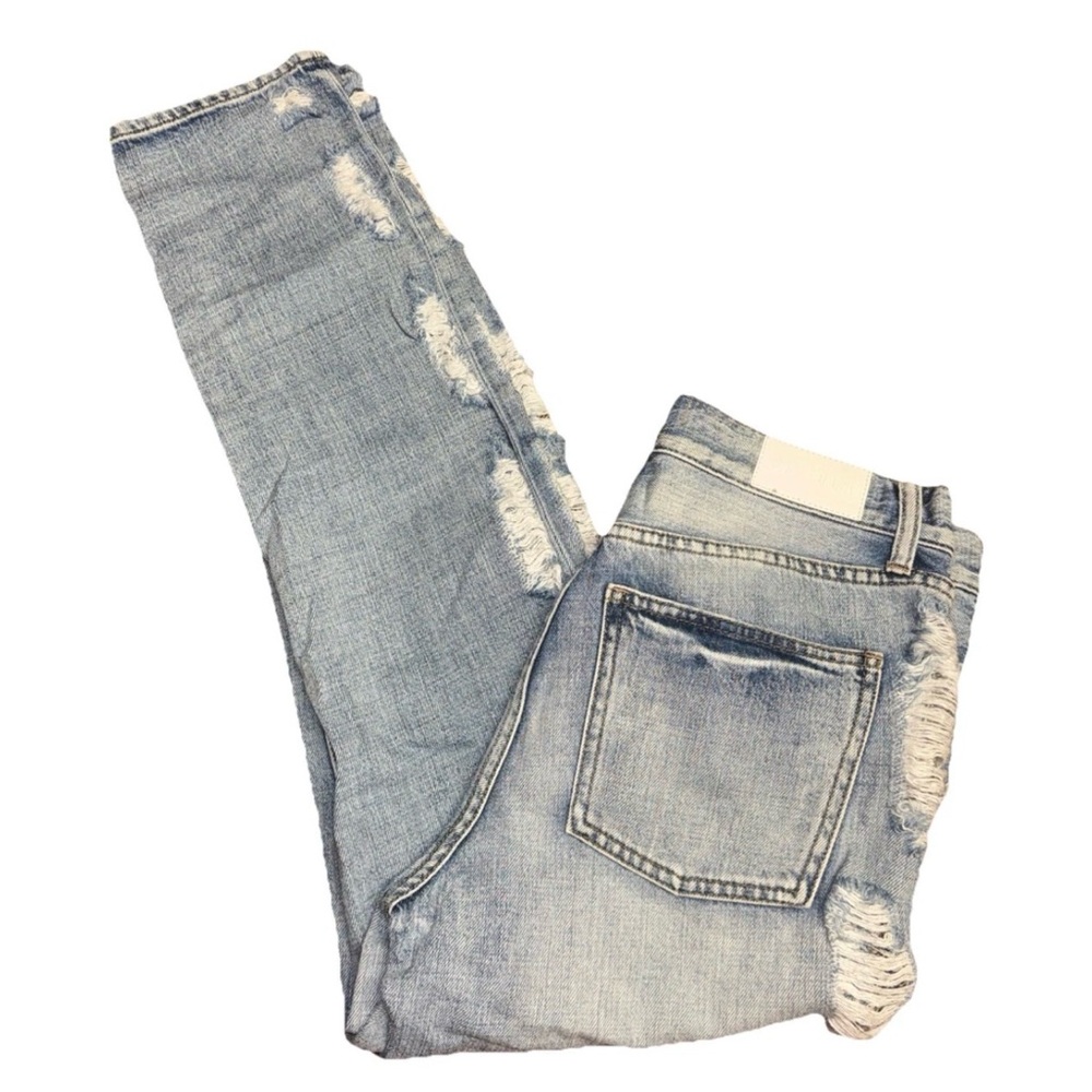 Pistola Denim Size 28 Bootcut Distressed Sides Light Wash Button Fly Preppy Club